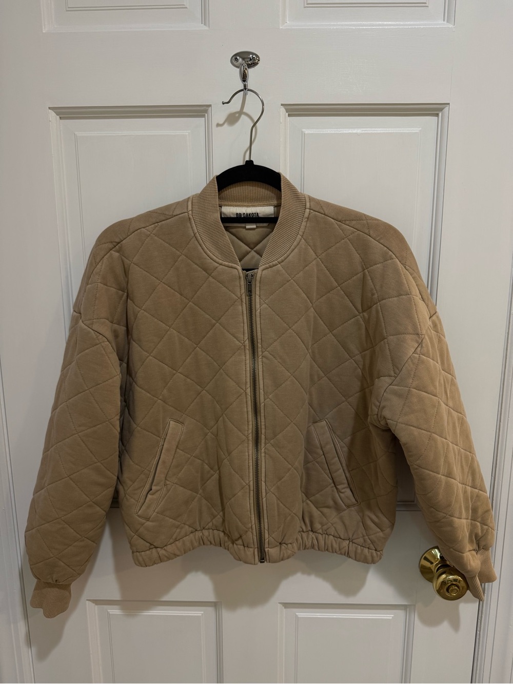 BB Dakota Quilted Bomber Jacket in Tan
